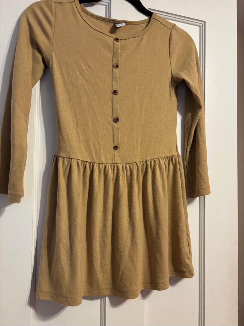 Old Navy Camel Long-Sleeve Button-Front Girls Dress